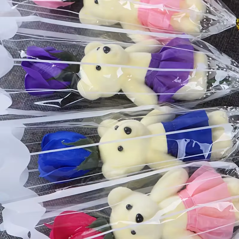 Ensemble de bouquets de savon de fleurs d'ours de roses artificielles