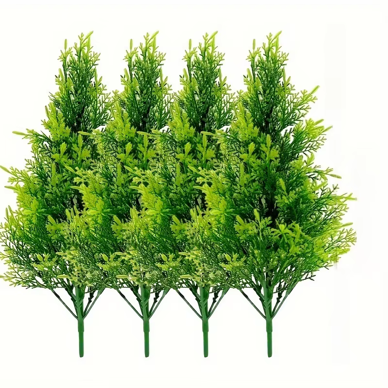 4 piniers artificiels vibrants - Plantes vertes riches pour Noël et la décoration intérieure