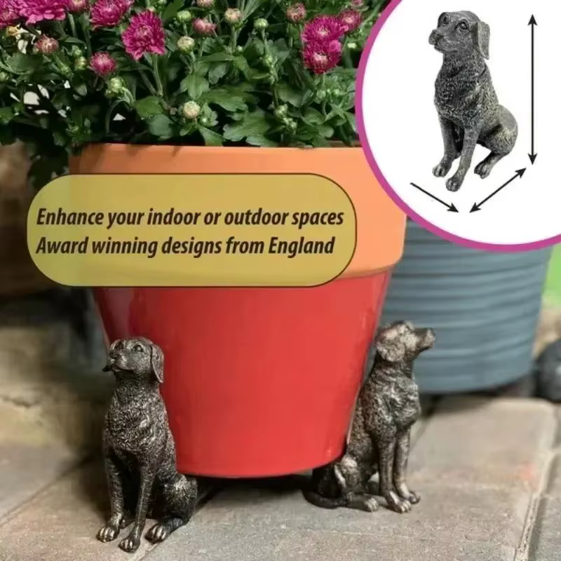 Fuuny 3 pièces Pot de fleur pieds support forme animale chat chien Pots de plantes Risers Pad extérieur jardin résine Pot pied plante bonsaï supports