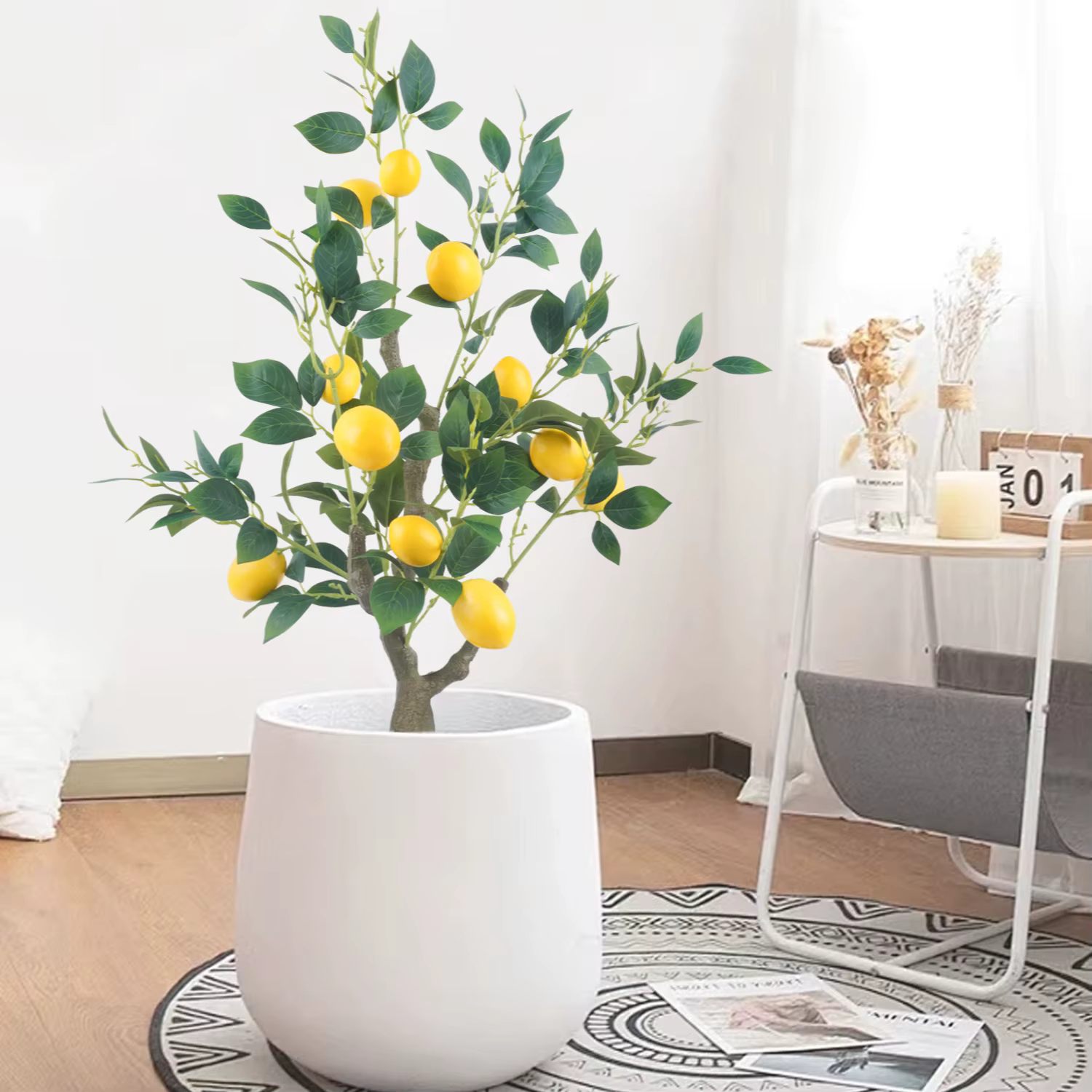 Uflower Arbre artificiel citronnier avec pot