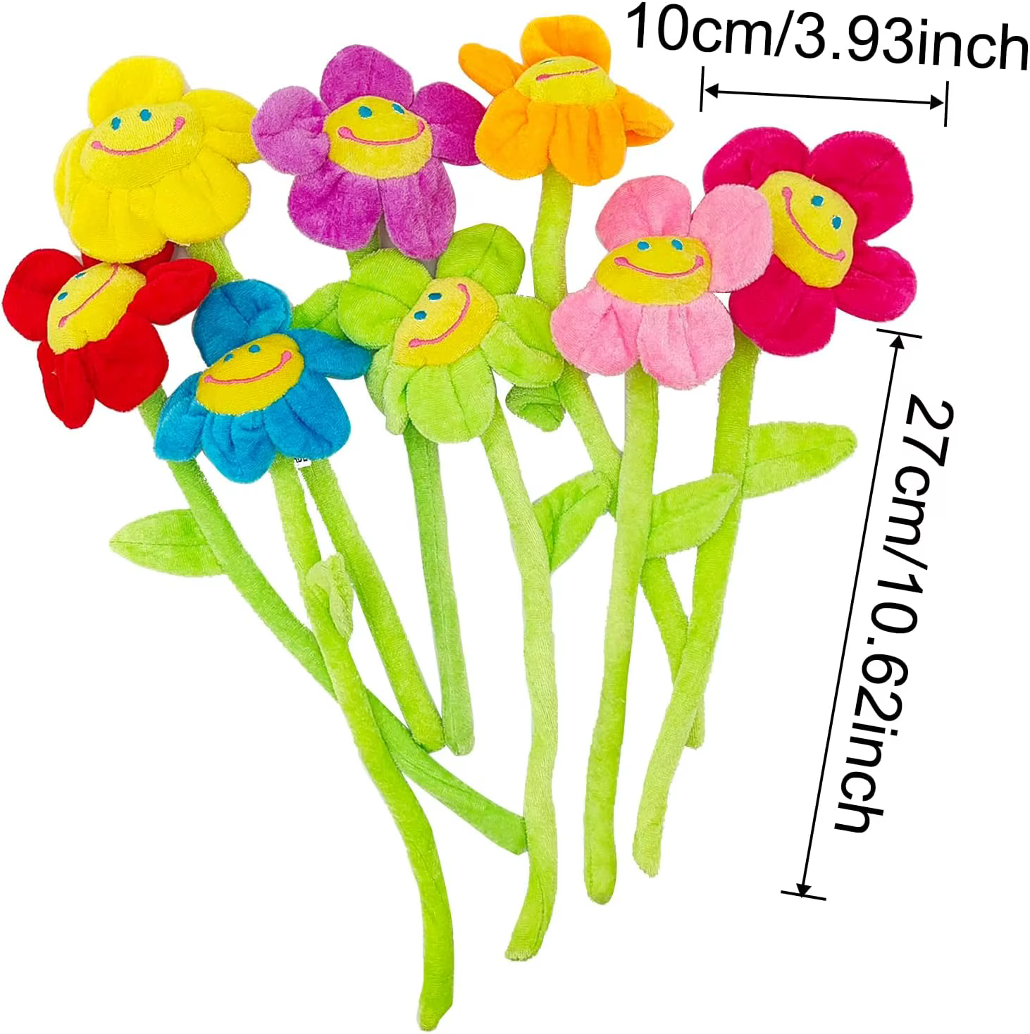 Fleurs en peluche de tournesol souriantes