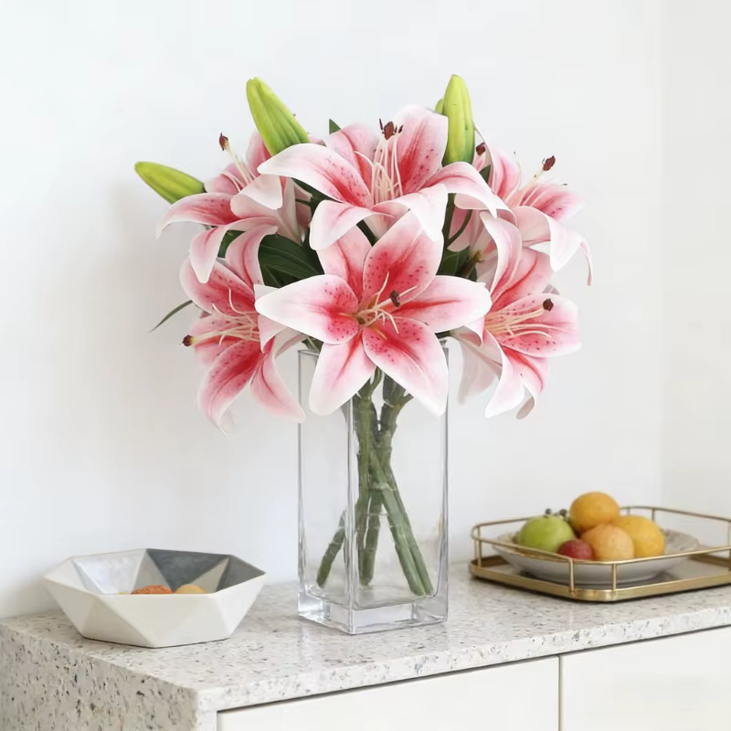 Fleur artificielle de lys de 38 cm pour bouquet de mariage