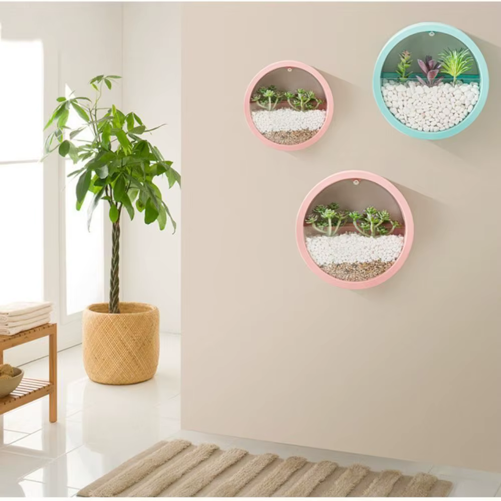 Décoration murale Arrangement de fleurs mural sans poinçonnage Pot de fleur ornements plante conteneur Pot