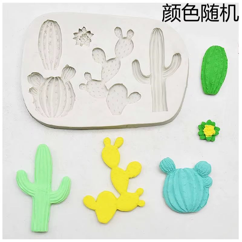 Moule en Silicone plante Cactus pour décoration de gâteau Fondant Cupcakes Sugarcraft biscuits bonbons cartes et argile résine outils de cuisson M2636