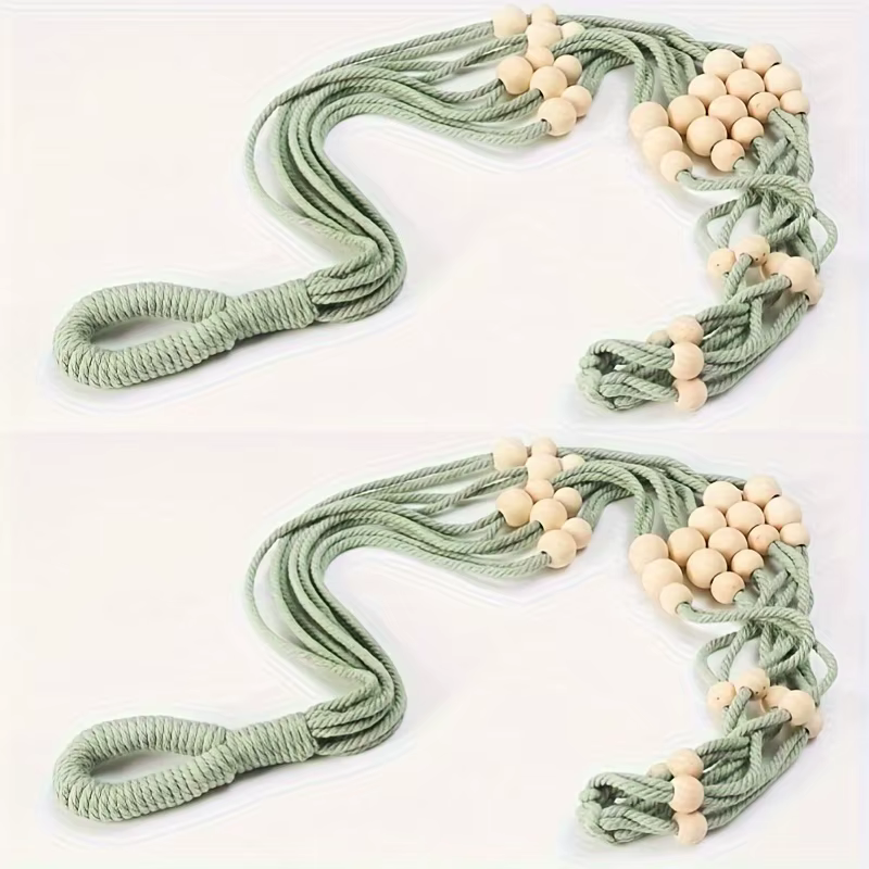 1/2pcs Porte-plantes chic avec perles en bois - Panier suspendu en tissu durable pour intérieur/extérieur pour petites plantes - Macramé décoratif