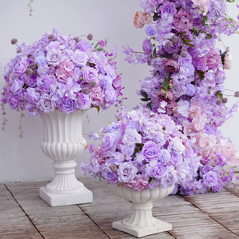 H8645 Rose violette fleur de cerisier décor d'arc de mariage Arrangement Floral signe