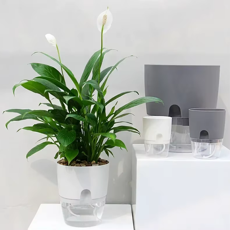 Pot de fleur en plastique Transparent Double couche