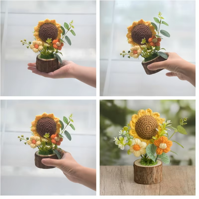 Fleurs de tournesol au crochet faites à la main