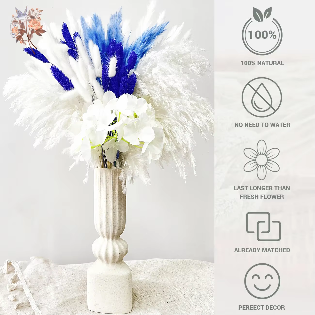Bouquets de fleurs artificielles séchées naturelles