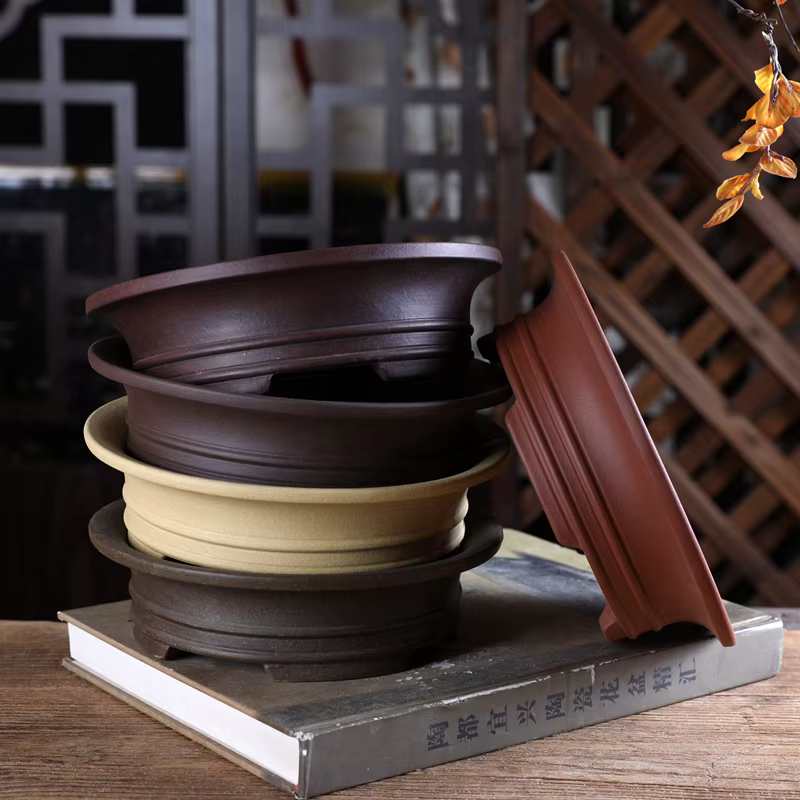 Pot à bonsaï rond classique en céramique