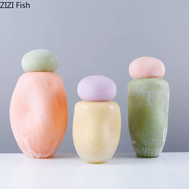 Vase en Verre Coloré avec Couvercle