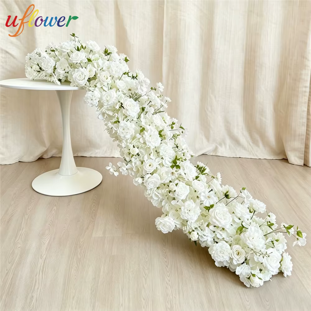 Rangée de fleurs artificielles bleues personnalisées Uflower