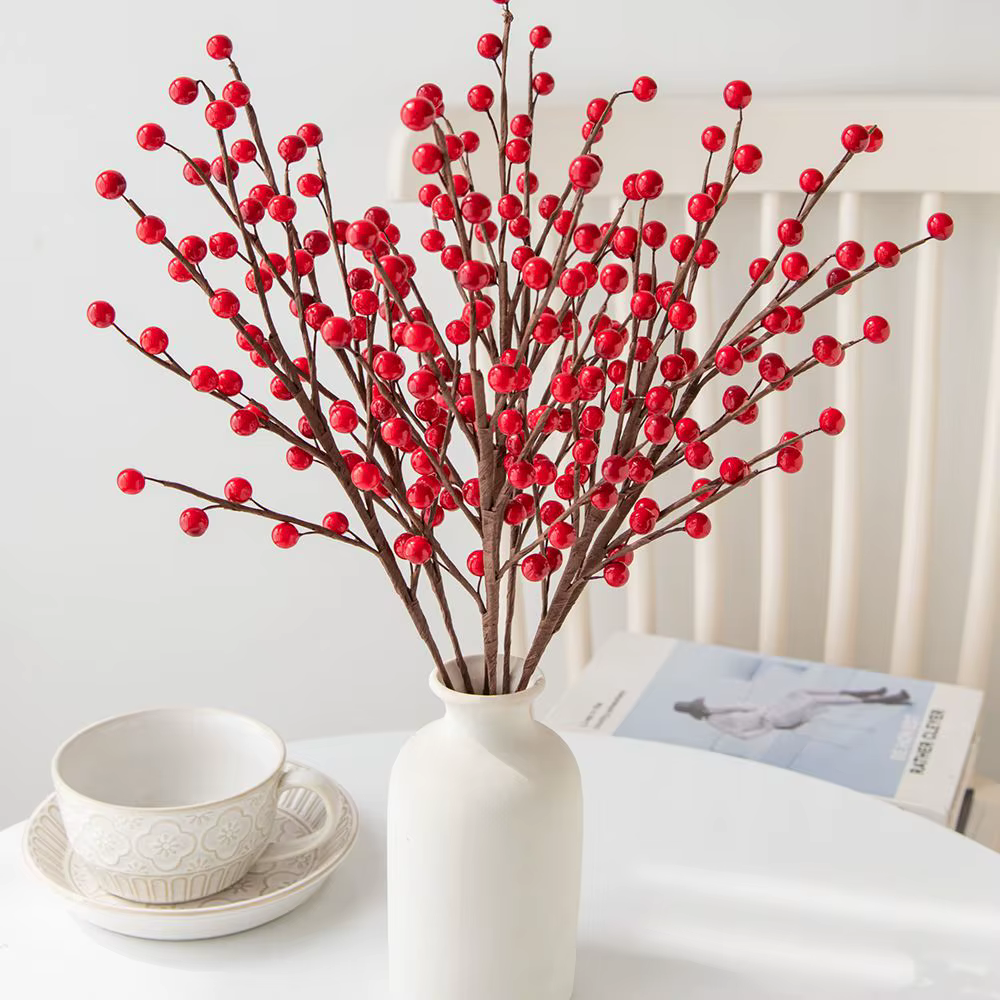 Usine simulée Holly Petit Fruit Rouge En Gros Nouvel An Maison De Noël salon Décor De Mariage Fleur Tir Placement Prop
