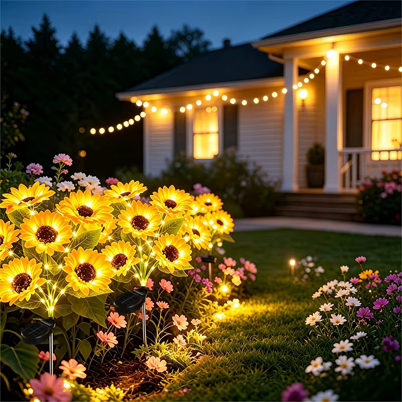Lampes solaires LED en forme de tournesol