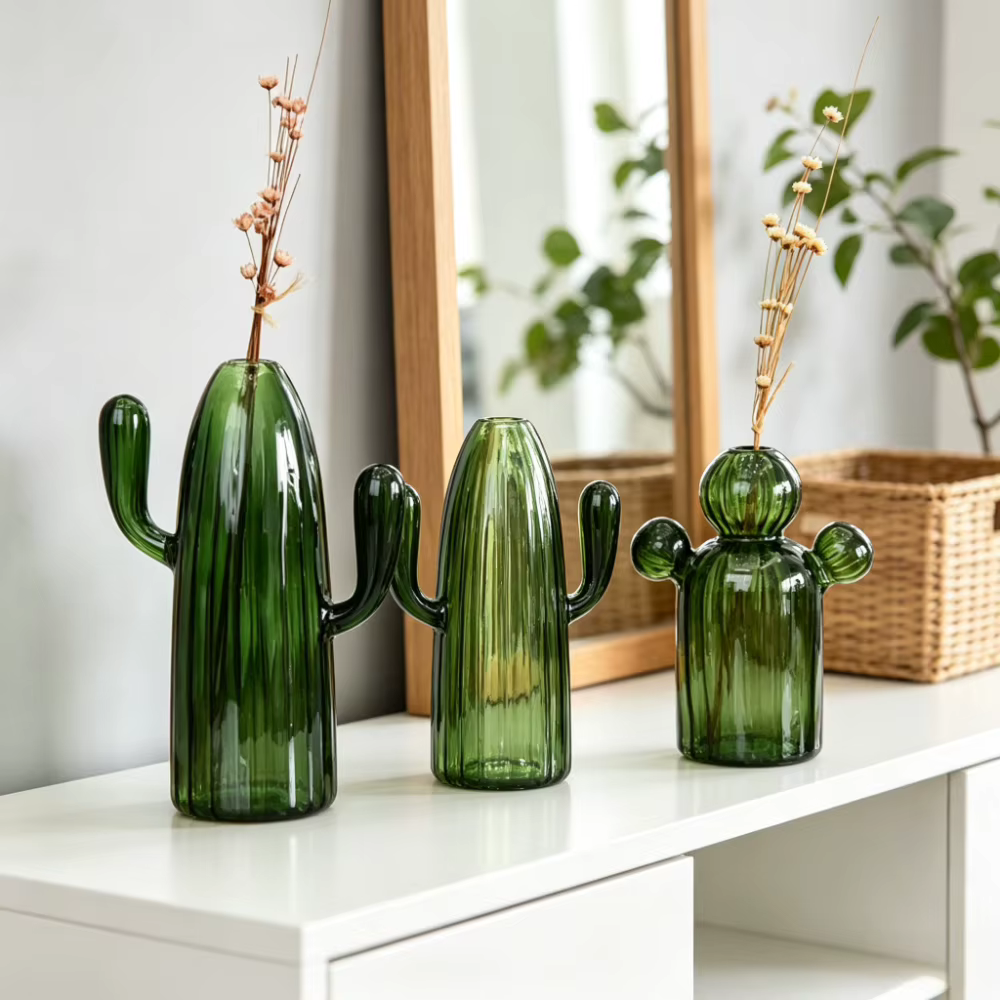 Vase en verre en forme de Cactus