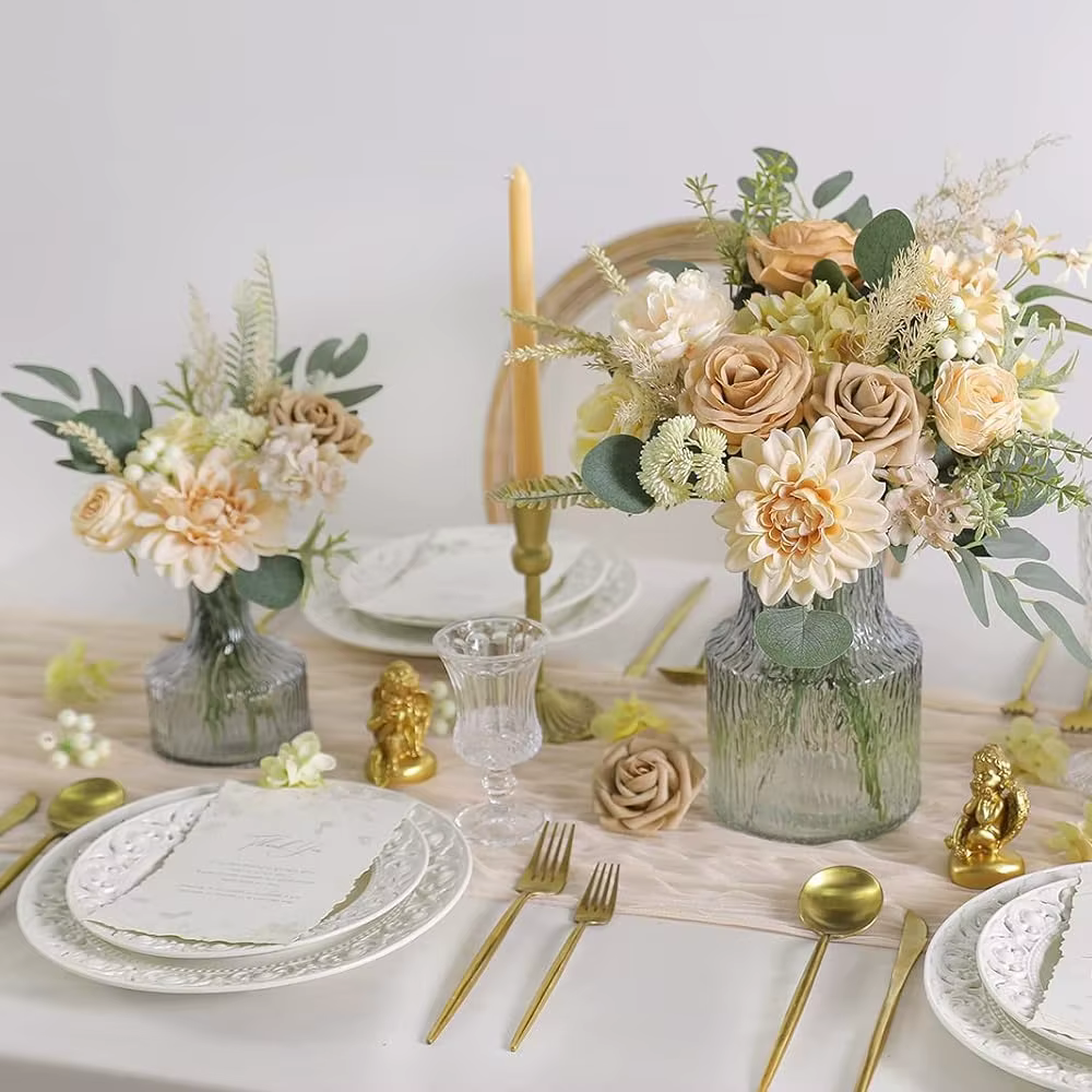 Fleurs artificielles de rose champagne