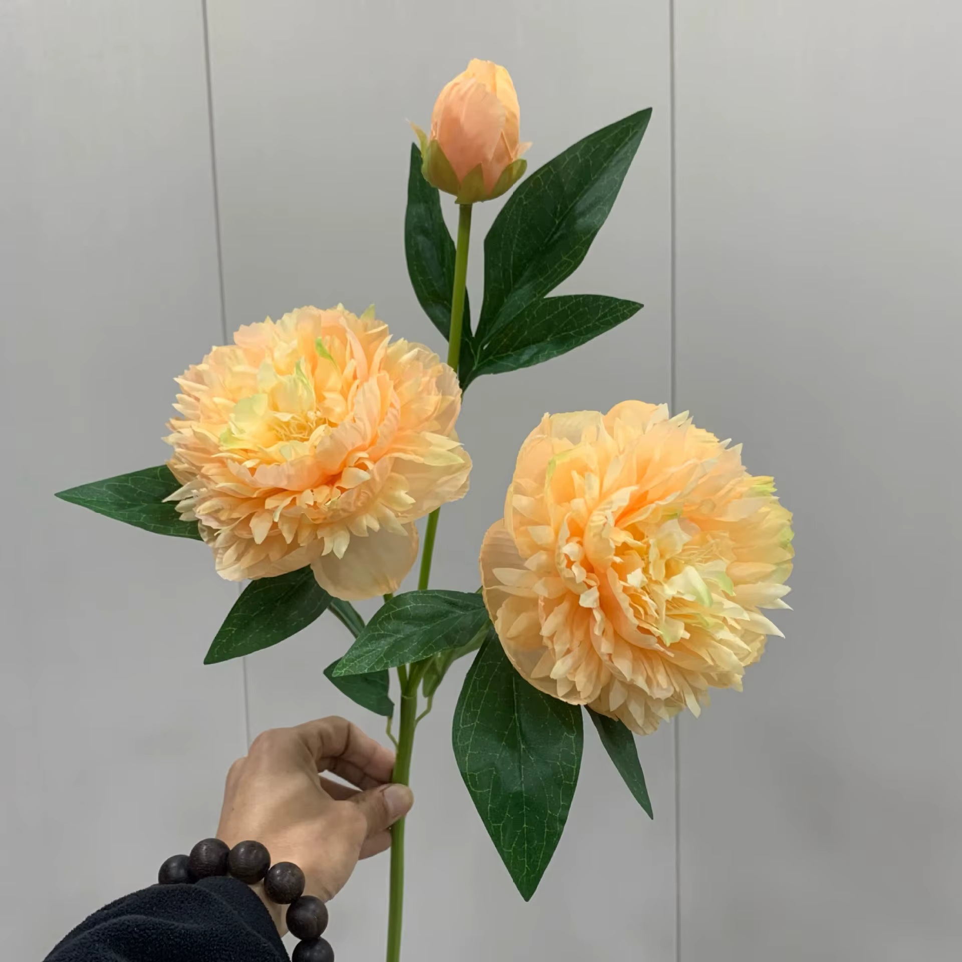 Réaliste 3 têtes pivoine longue branche fleurs artificielles en soie maison fête décoration de mariage flores chambre
