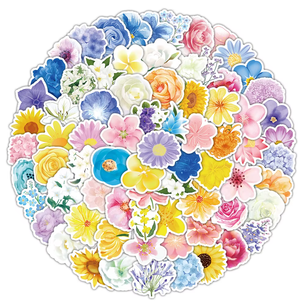 100 autocollants floraux et de fleurs de haute qualité