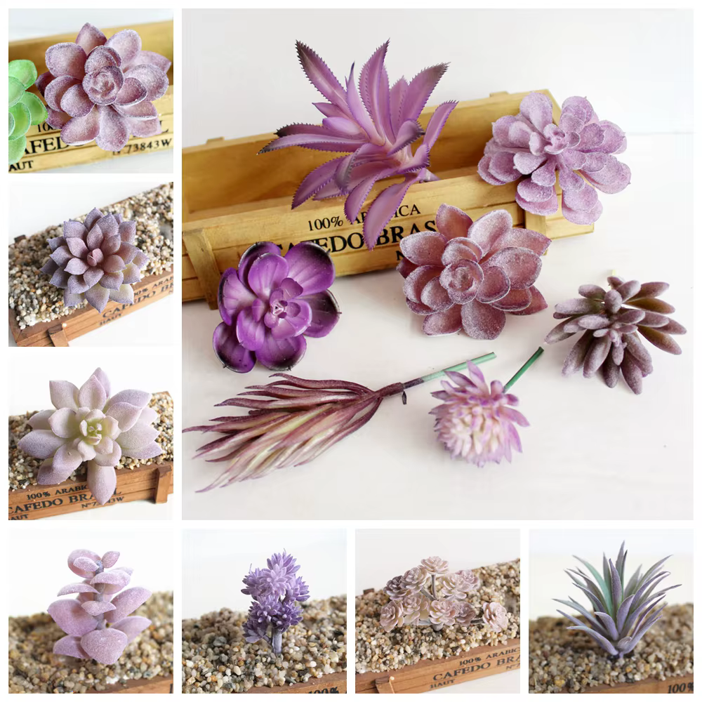 Plantes succulentes artificielles floquées en violet
