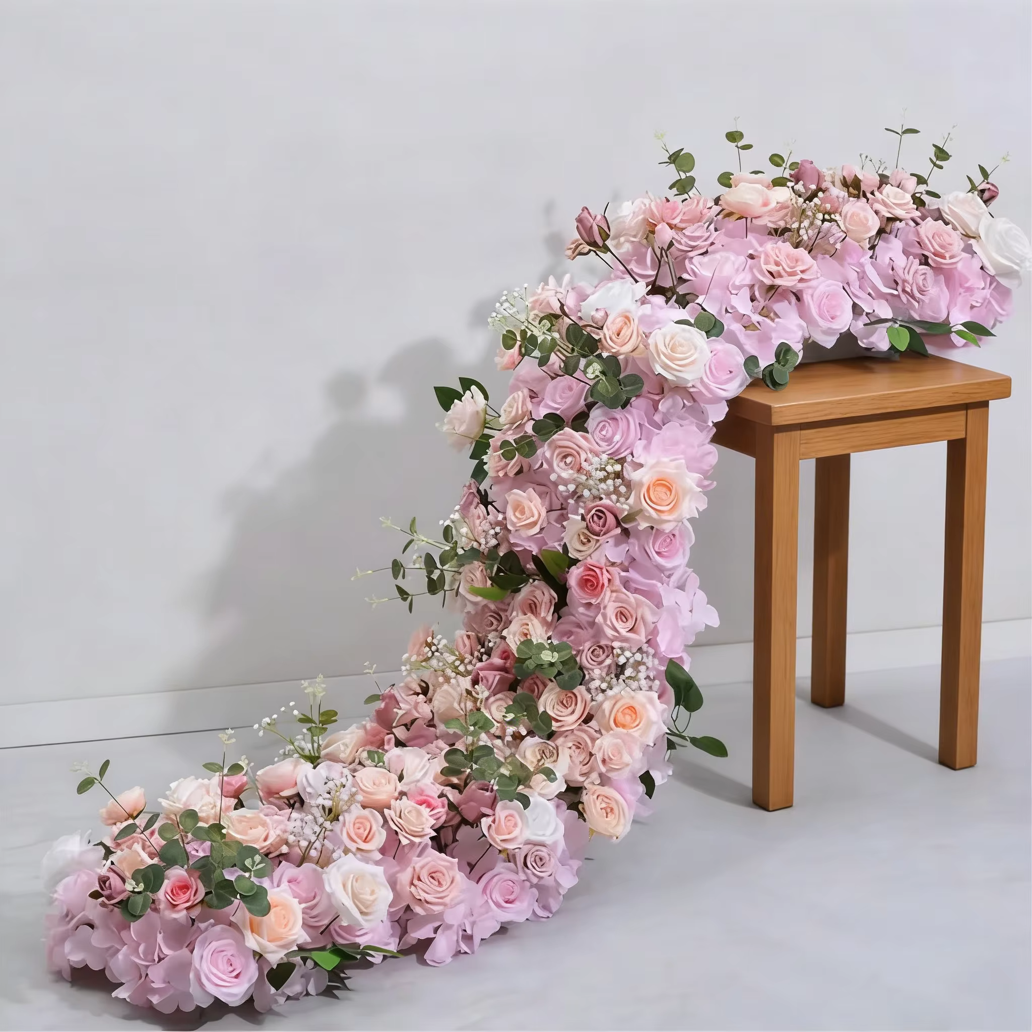 Uflower 1/2m blanc rouge Rose vert feuille chemin de Table canapé sol Arrangement floral mariage toile de fond décor fleur rangée événement accessoires