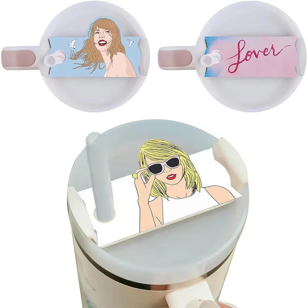 Ensemble d'accessoires, 2 plaques signalétiques pour Stanley 40 oz + 4 pièces 10 mm pour couvertures de paille Stanley, décorations de gobelet de chanteur populaires