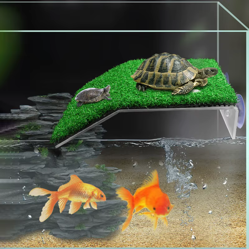 Plate-forme de se prélasser pour tortues, Simulation d'habitat, rampe de pelouse, quai de tortue, île flottante pour Reptile, Terrarium, accessoire d'aquarium