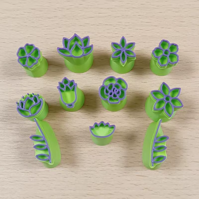 Kit de 6 tampons en argile à motif floral et feuillage