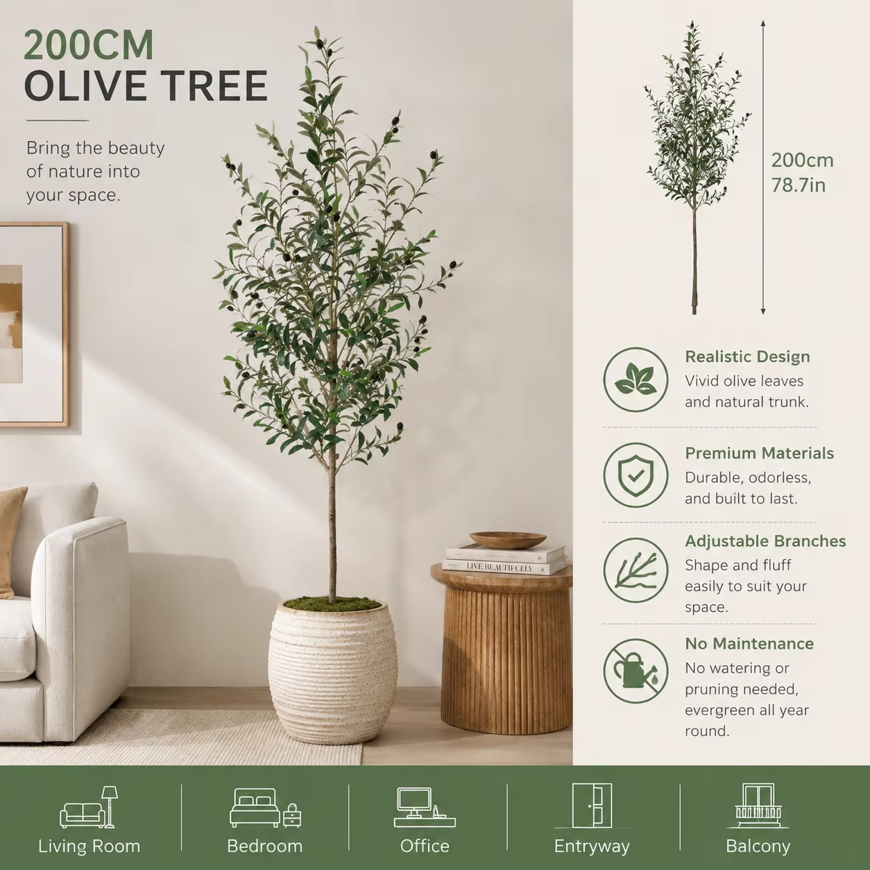 Arbre artificiel d'olivier de 4/5/6 pieds