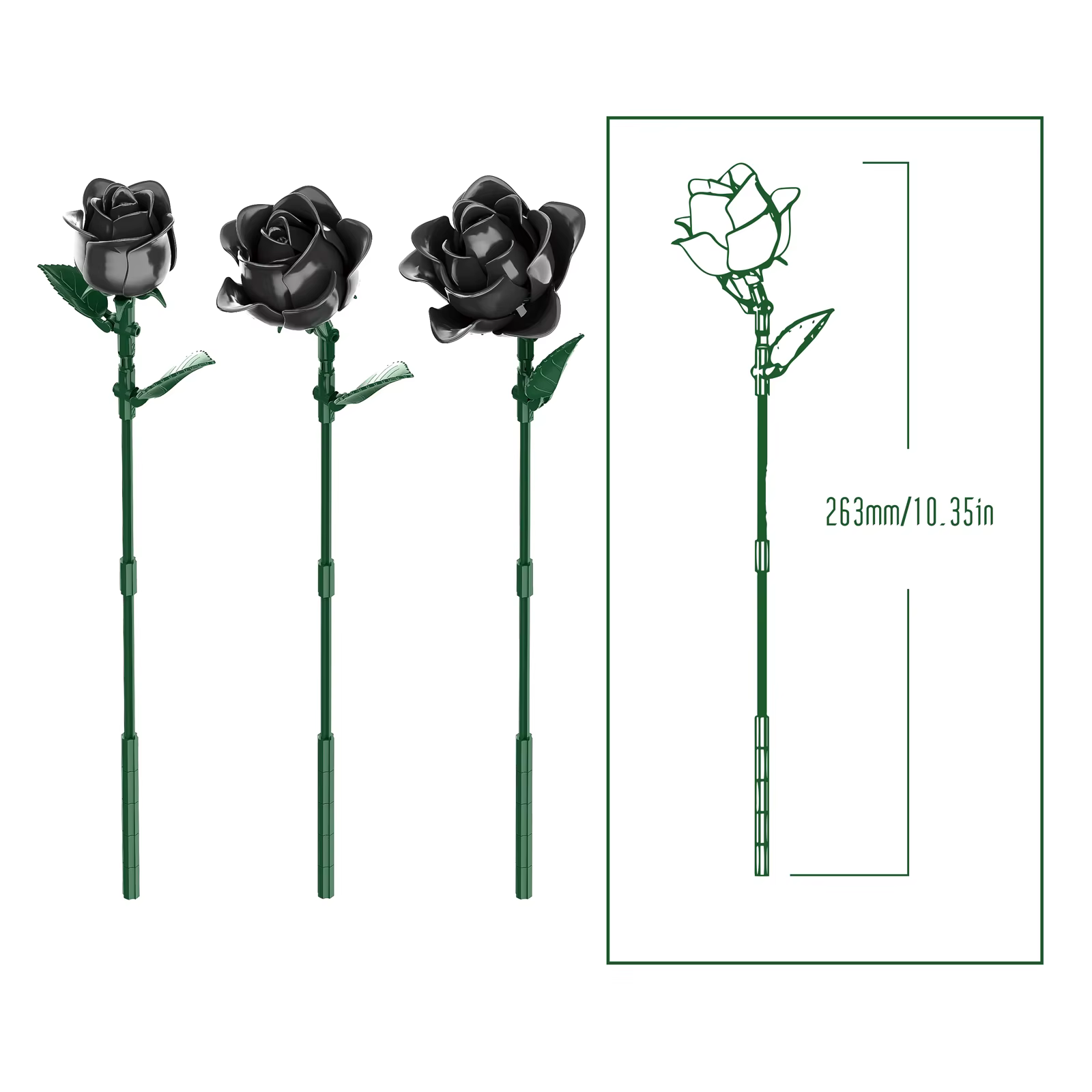 Blocs de construction de roses bleues/jaunes/roses/noires