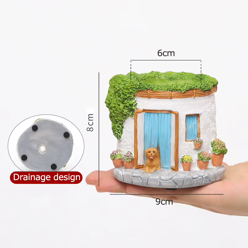 Jardinière succulente en résine – Conception de chalet et de chiot