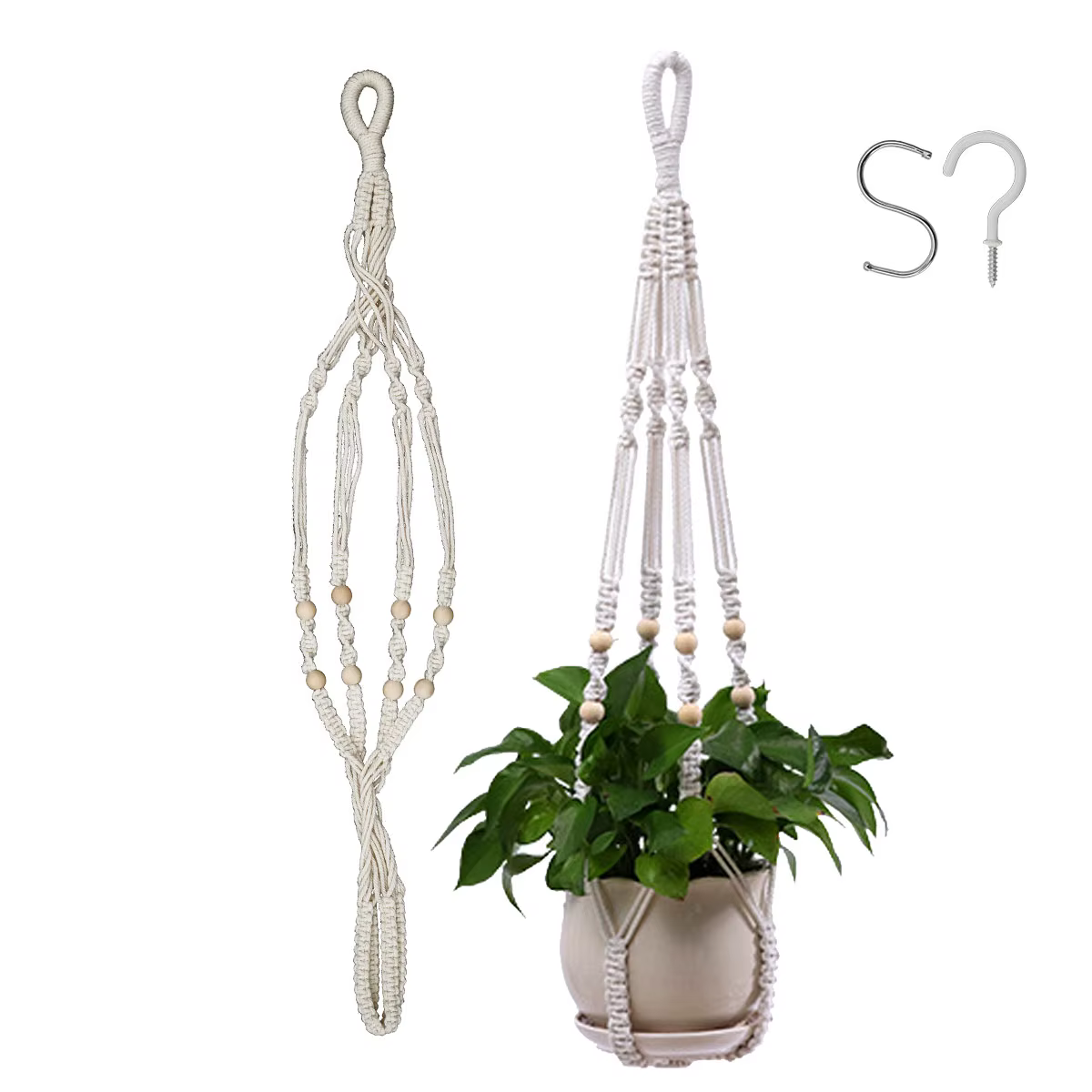 Filet de suspension pour plantes en macramé