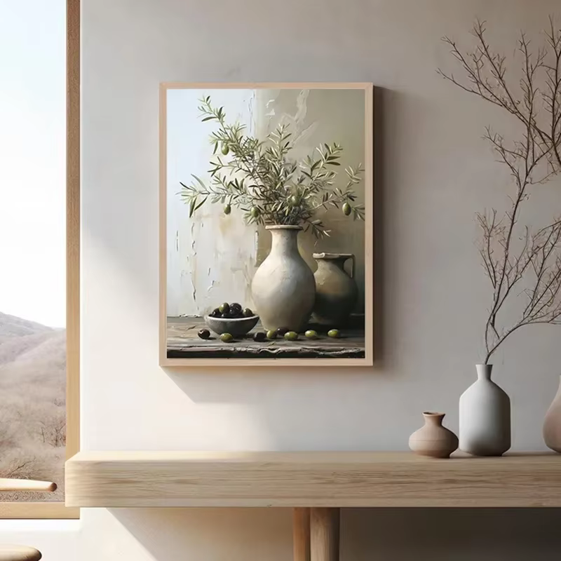 Vintage citron olive plantes dans Vase imprime nature morte affiche mur Art toile peinture botanique Antique décor de chambre à coucher