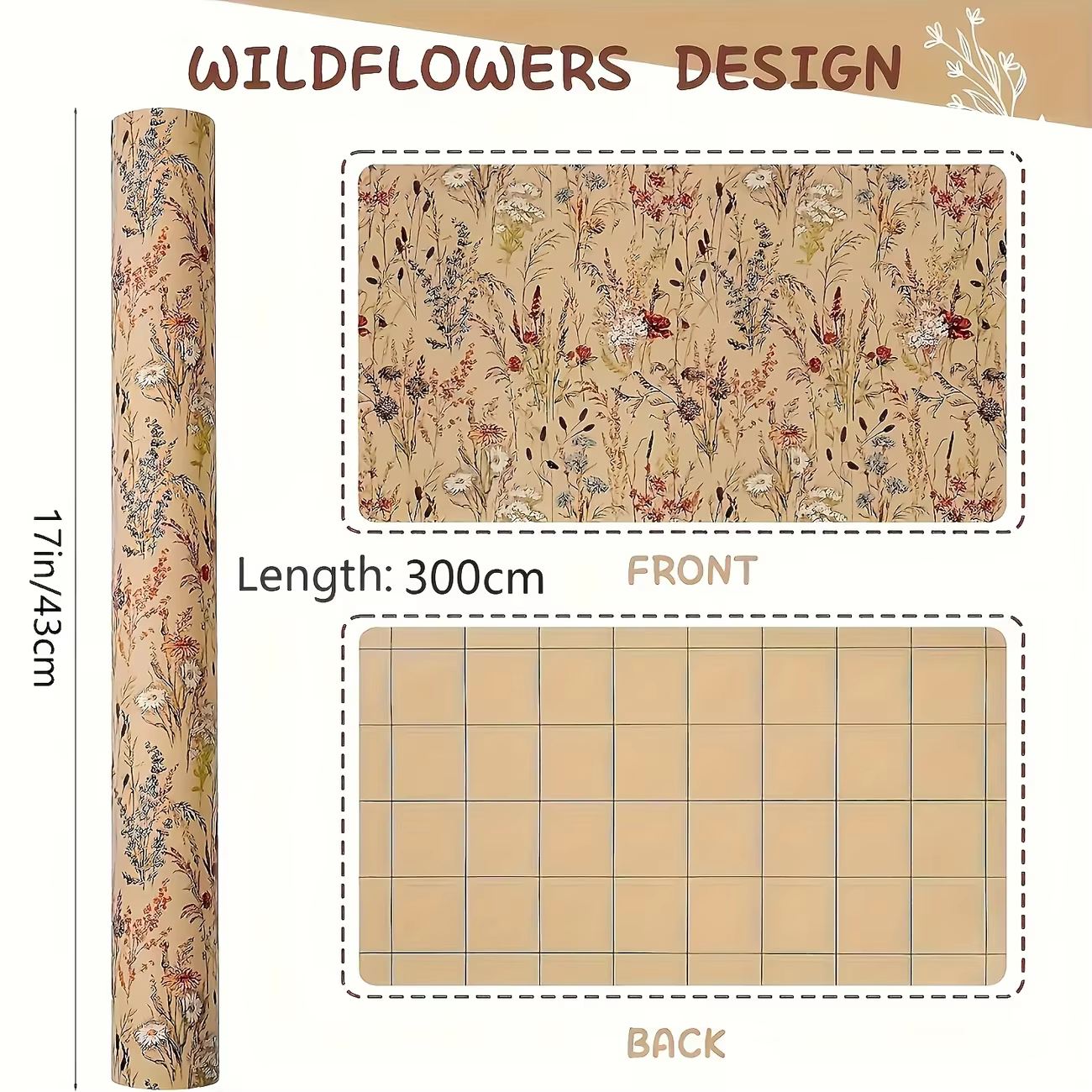 Rouleau de papier cadeau floral Wildflower
