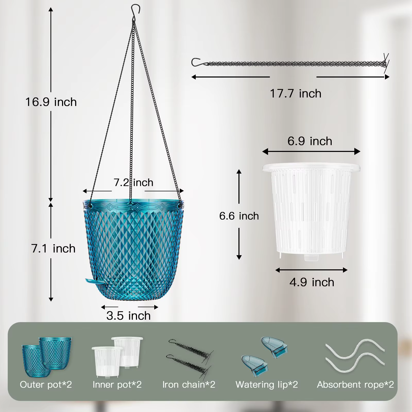 Lot de 2 pots auto-arrosants de 5