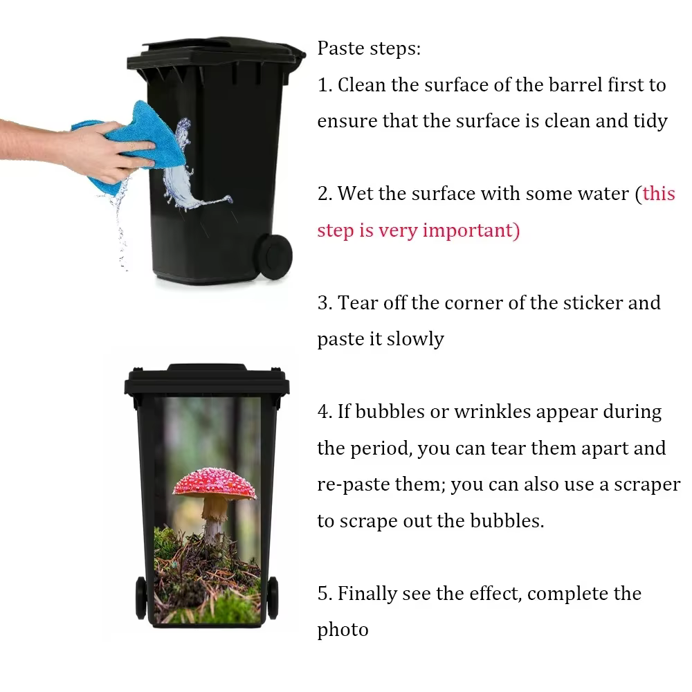 Autocollant de poubelle de fleurs de plantes vertes