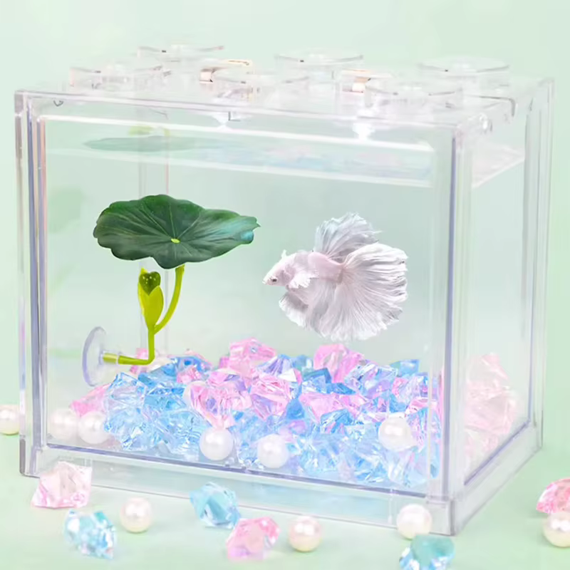 Plante d'aquarium en soie avec feuille en forme de hamac Décoration fonctionnelle pour aquarium de betta