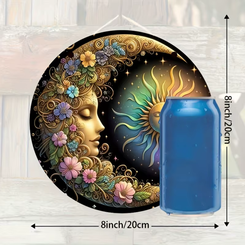 Plaque murale soleil et lune style art mandala