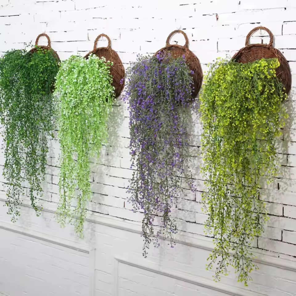 Jardinière de fleurs en rotin et osier faite à la main