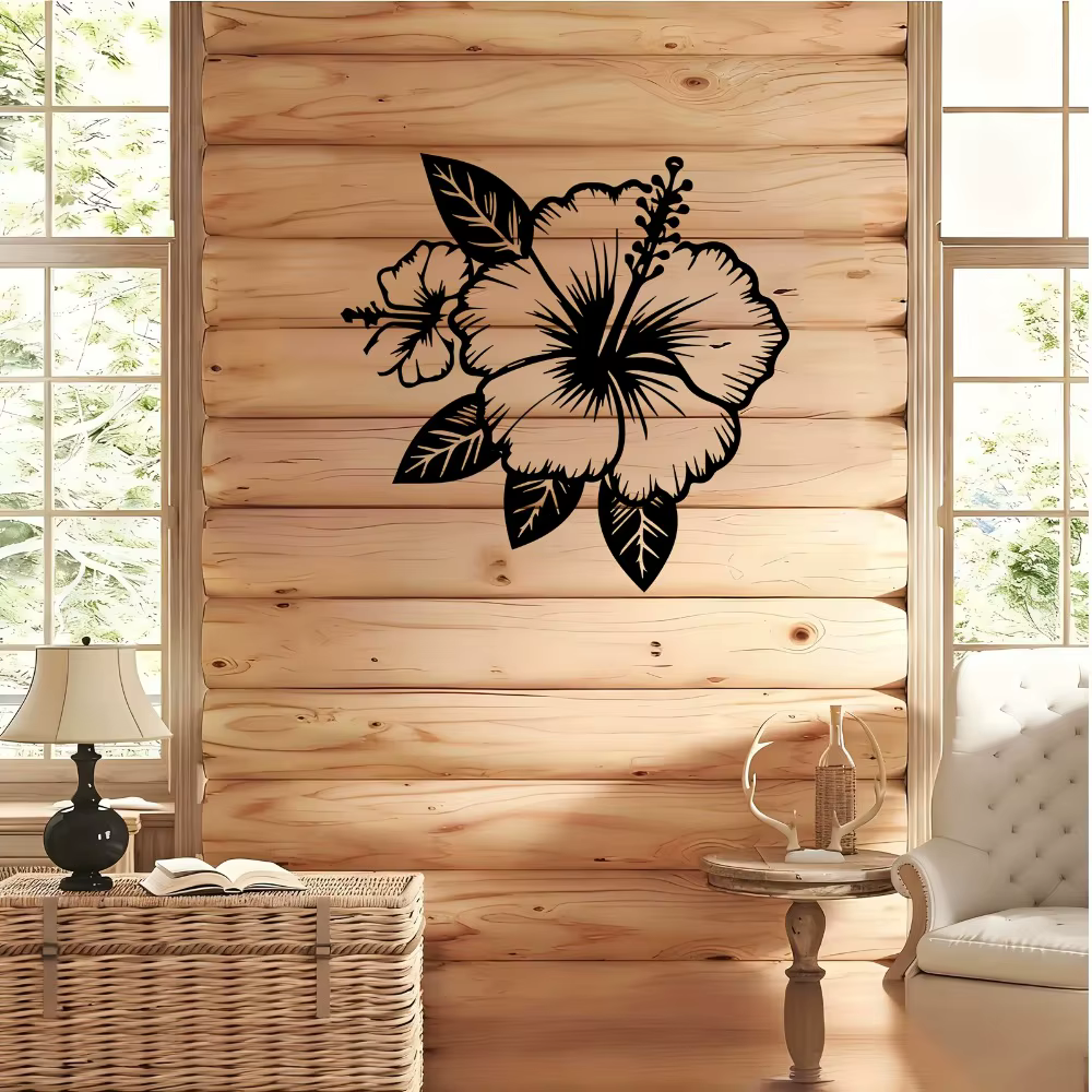 1 pièce d'art mural en métal Hibiscus