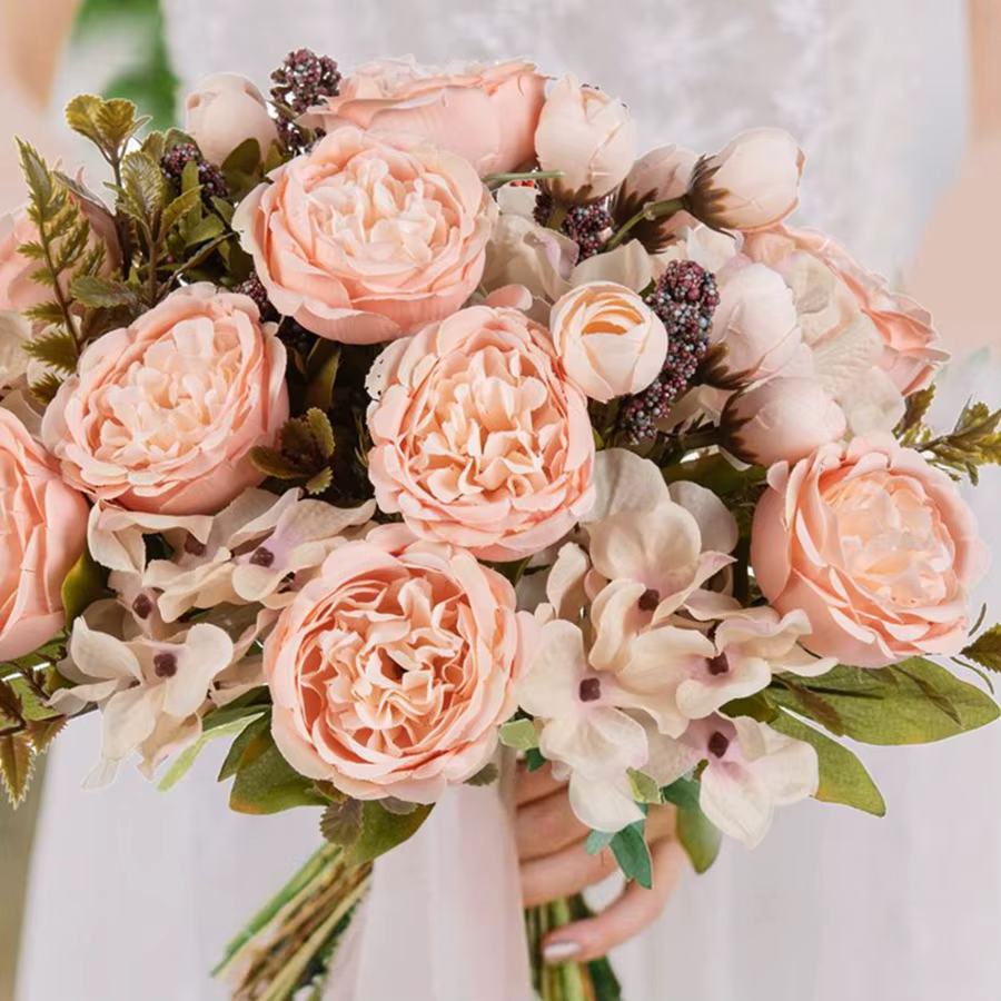 Fleurs artificielles Festival Guirlande De Mariage Jardin Rose Bud Archway Faux Pivoine Bouquet Vase Chambre Décoration De La Maison En Soie Hortensia