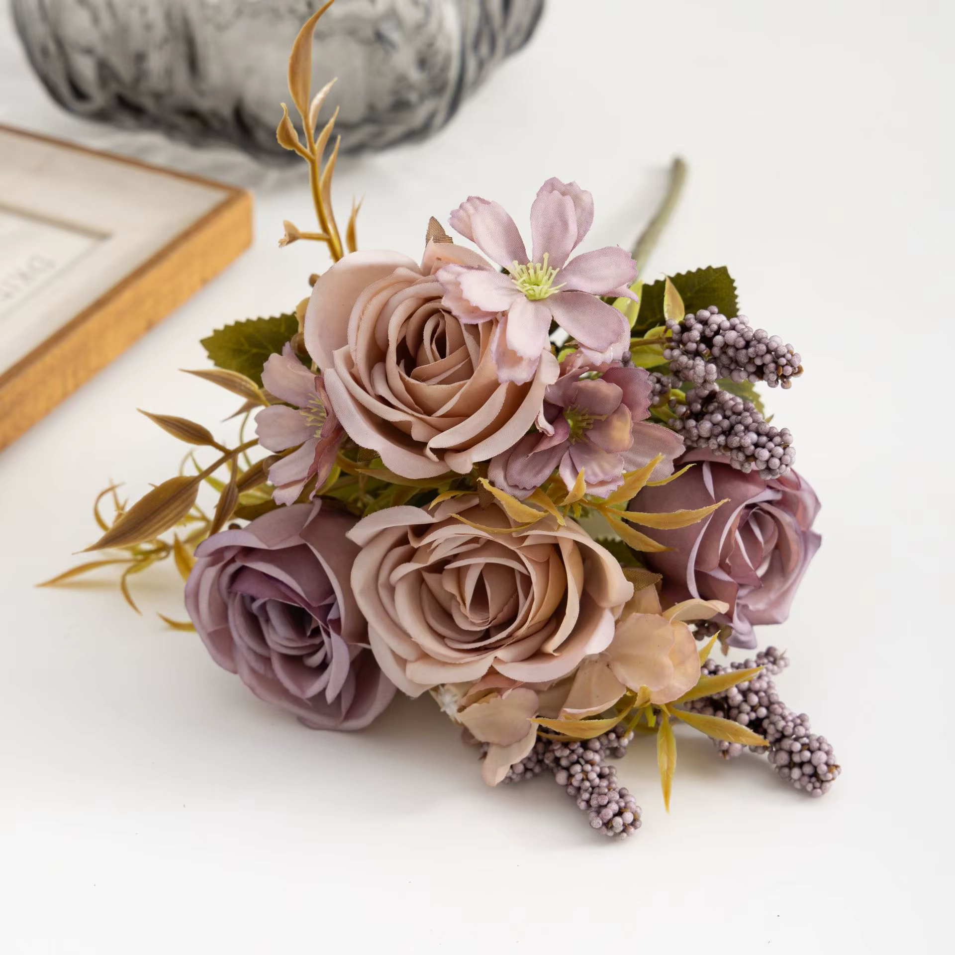 Roses automne fleurs artificielles soie pivoine hortensia grand Bouquet de mariée mariage maison fête bricolage décoration fausses fleurs