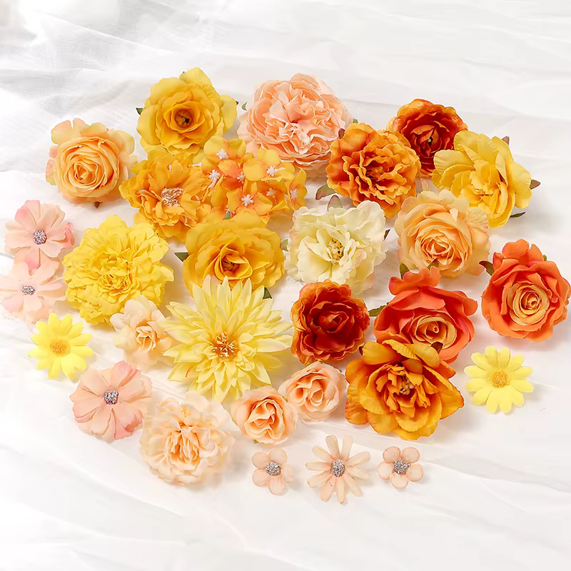 Têtes de fleurs artificielles roses de la série orange