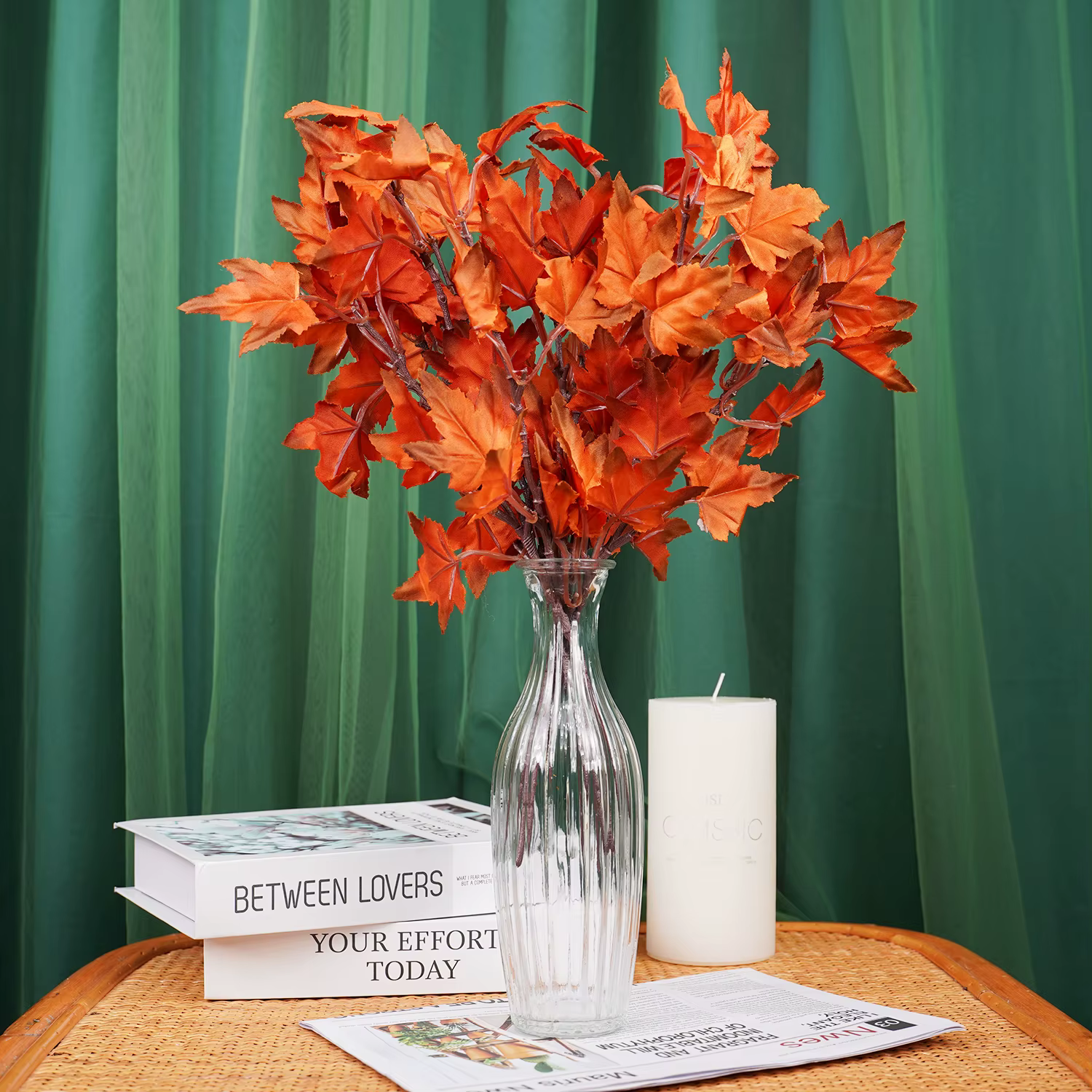 Bouquet de fleurs artificielles en feuille d'érable d'automne