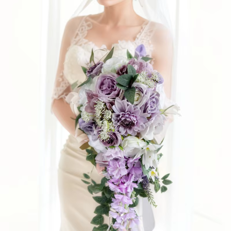 Yannew Boho-Bouquet de roses artificielles en cascade