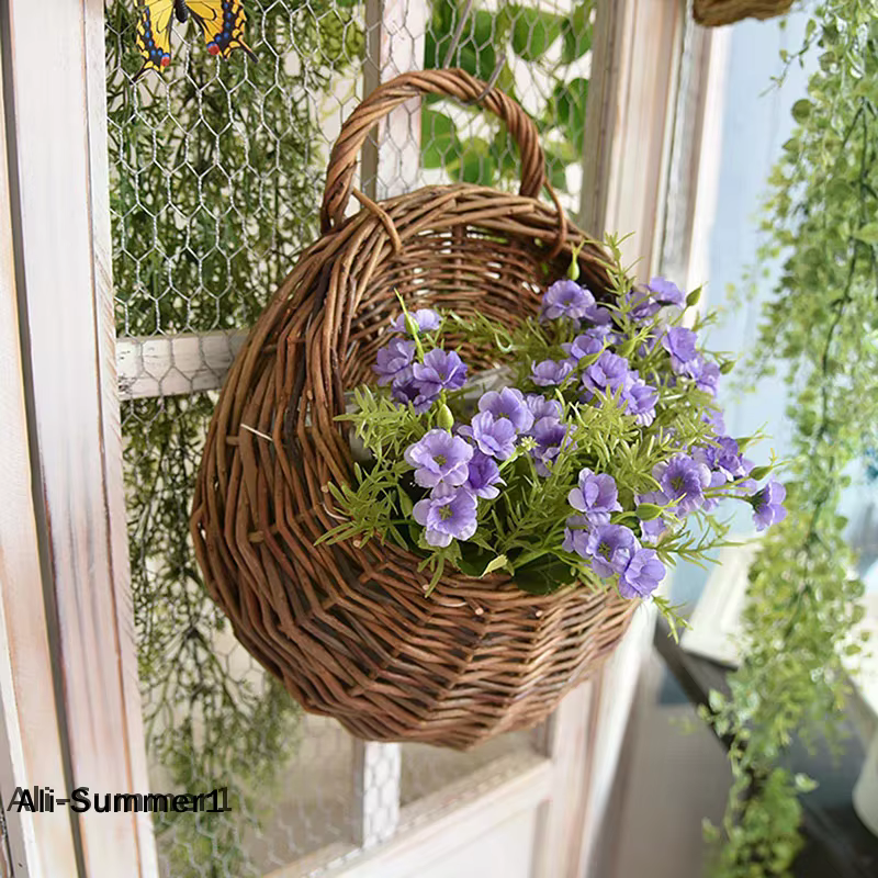 Jardinière murale en rotin tressé faite à la main