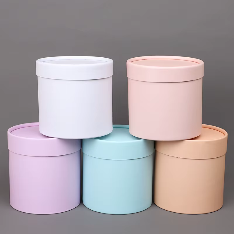 Boîte à fleurs ronde, emballage cadeau