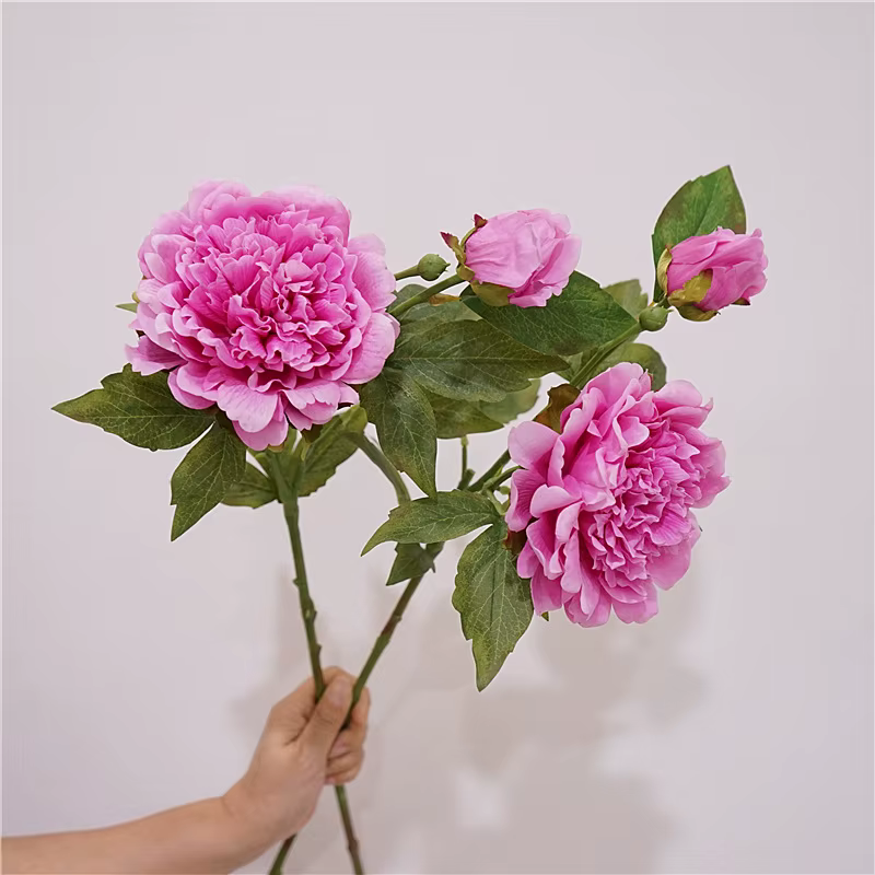 2 têtes de fleurs artificielles pivoine hydratante vraie touche fausses