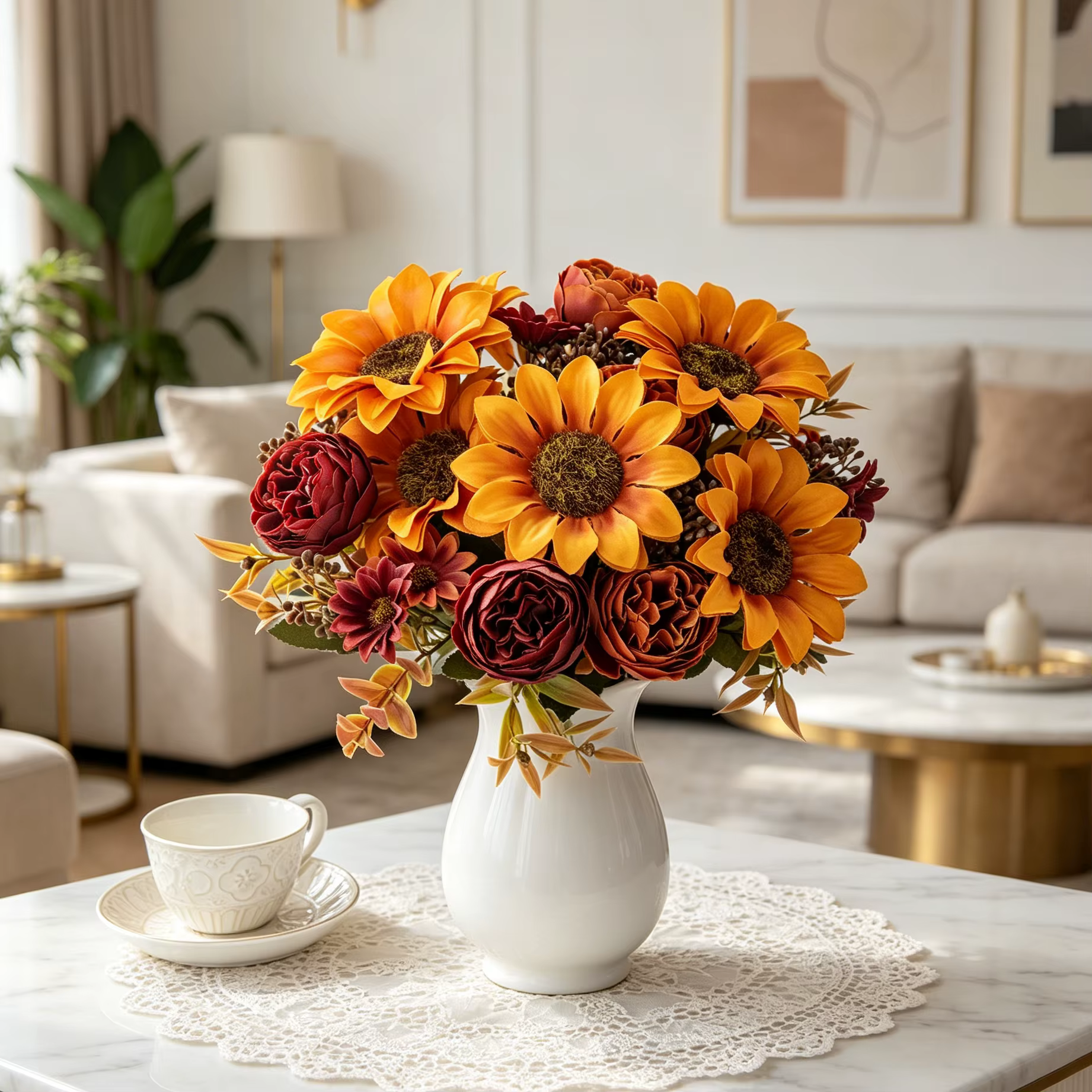 Fleurs artificielles en soie