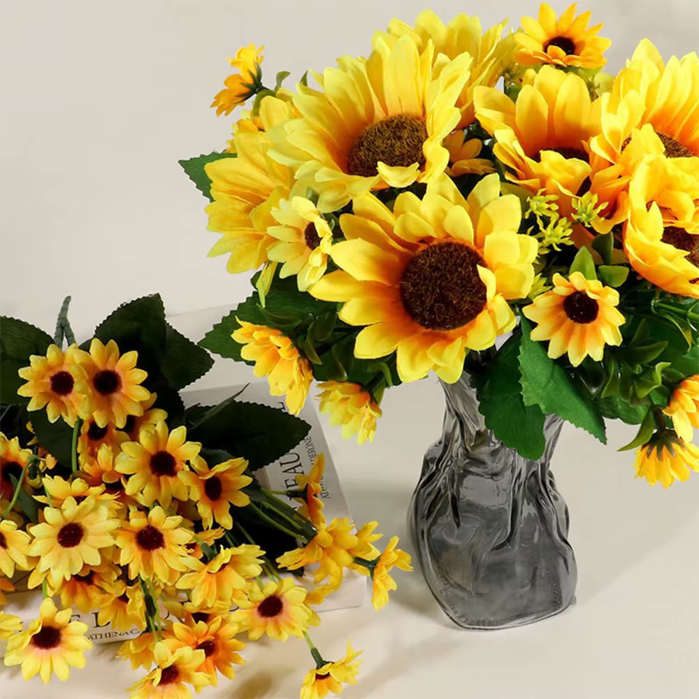 1 Bouquet de fleurs artificielles tournesol pour extérieur