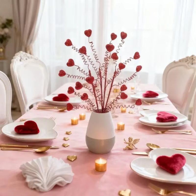 Fleur artificielle décorative avec des motifs cœur